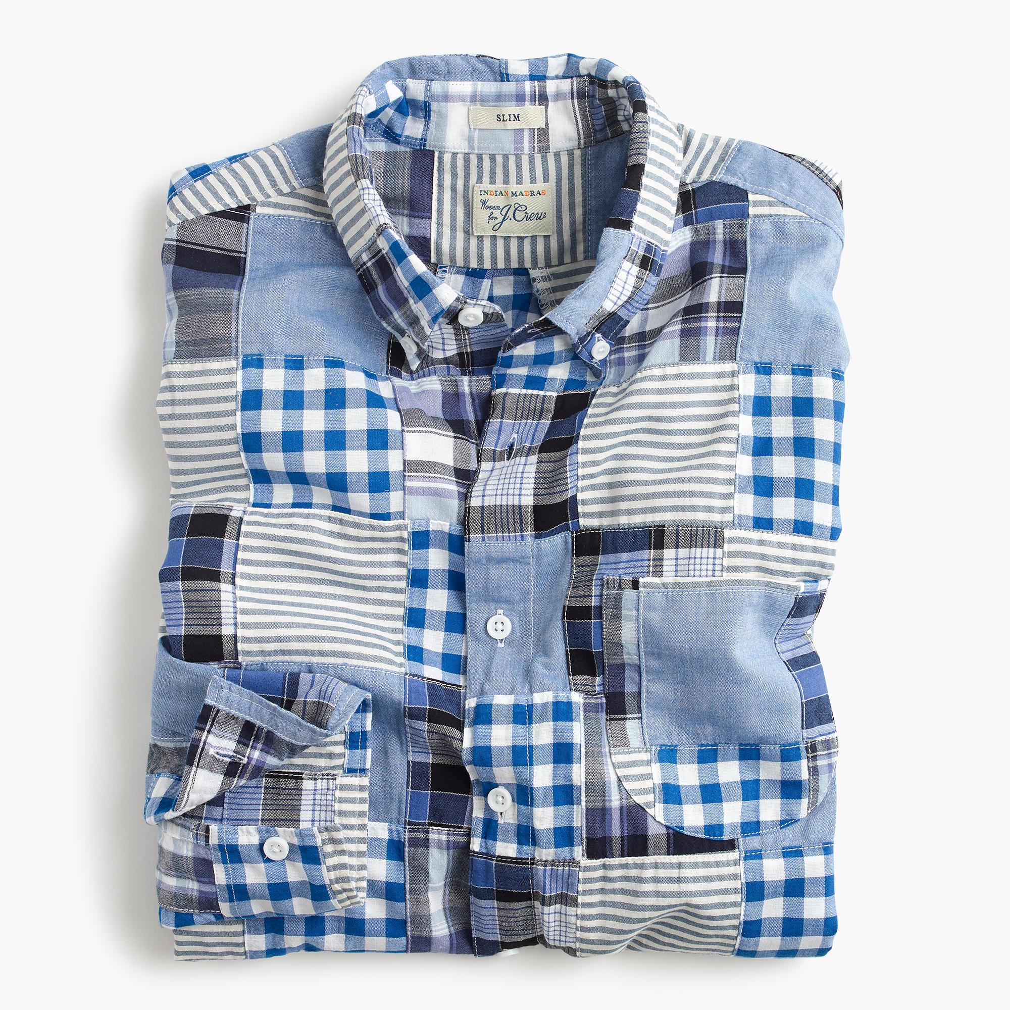 J.Crew Cotton Slim Indian Madras Shirt In Blue Patchwork for Men Lyst